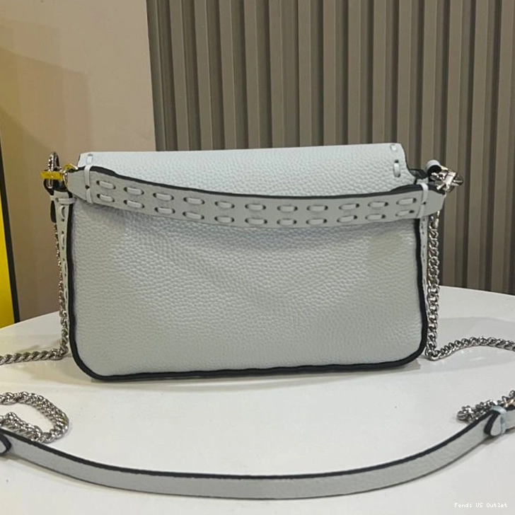 Affordable HOT Blue Mini Fendi Romano In Selleria Leather Baguette Sky Bag Cuoio 0809